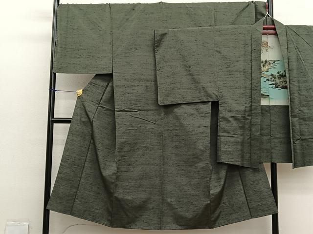 平和屋着物●男性　紬　アンサンブル　霞文　キングサイズ　正絹　逸品　BAAX2837hv