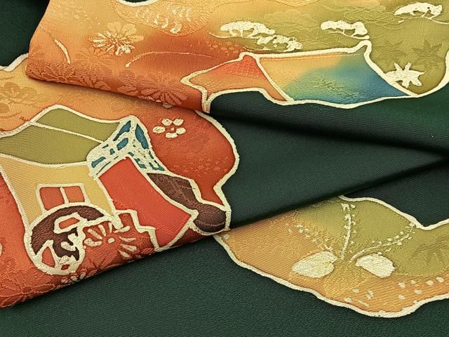 平和屋着物●上質な小紋　地紋起こし　御所車文　正絹　逸品　BAAX6662hj