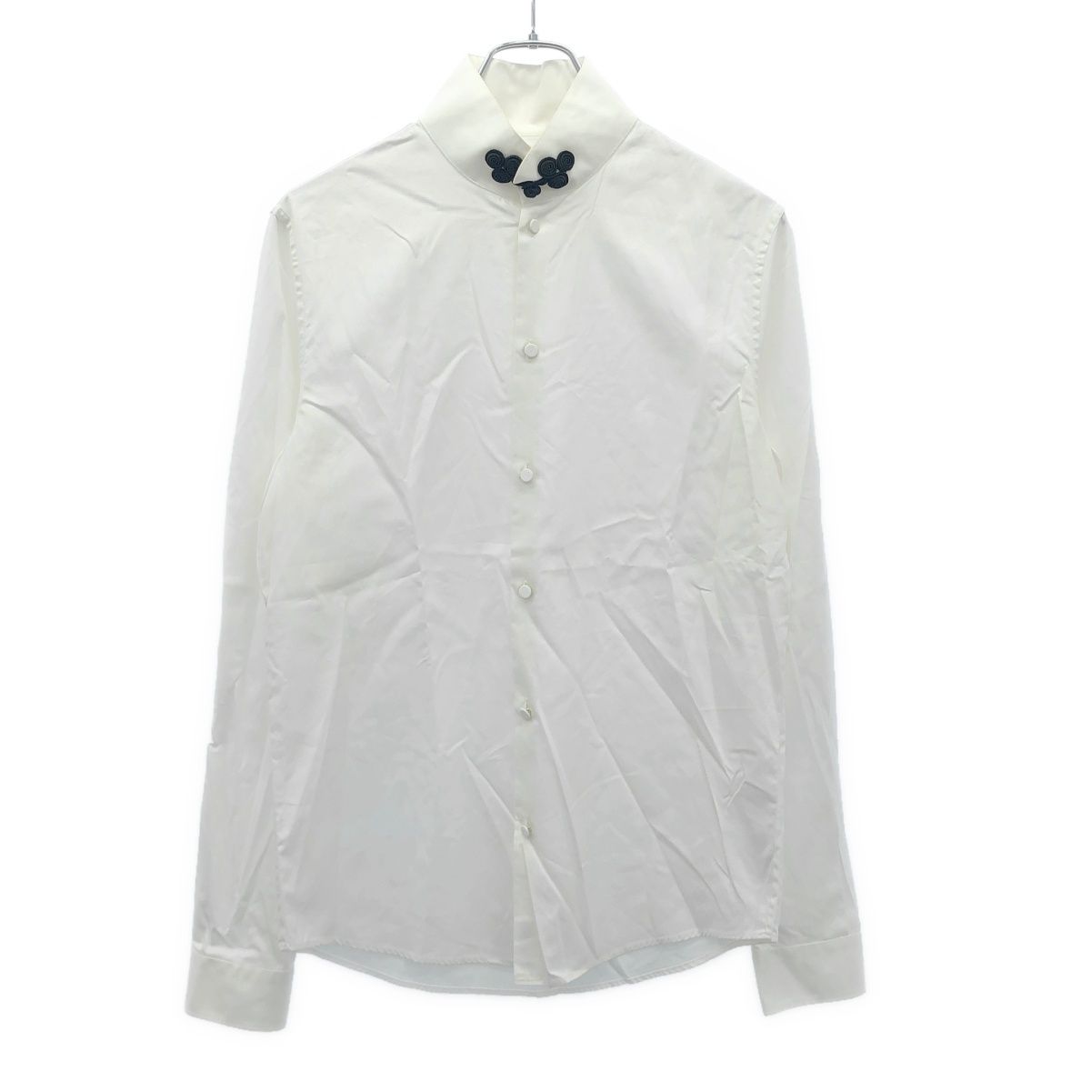 GUCCI スタンドカラー　シャツ　ブラウス　白　38サイズ　美品 GUCCI グッチ スタンドカラーチャイナボタンシャツ 468718 ホワイト 38
