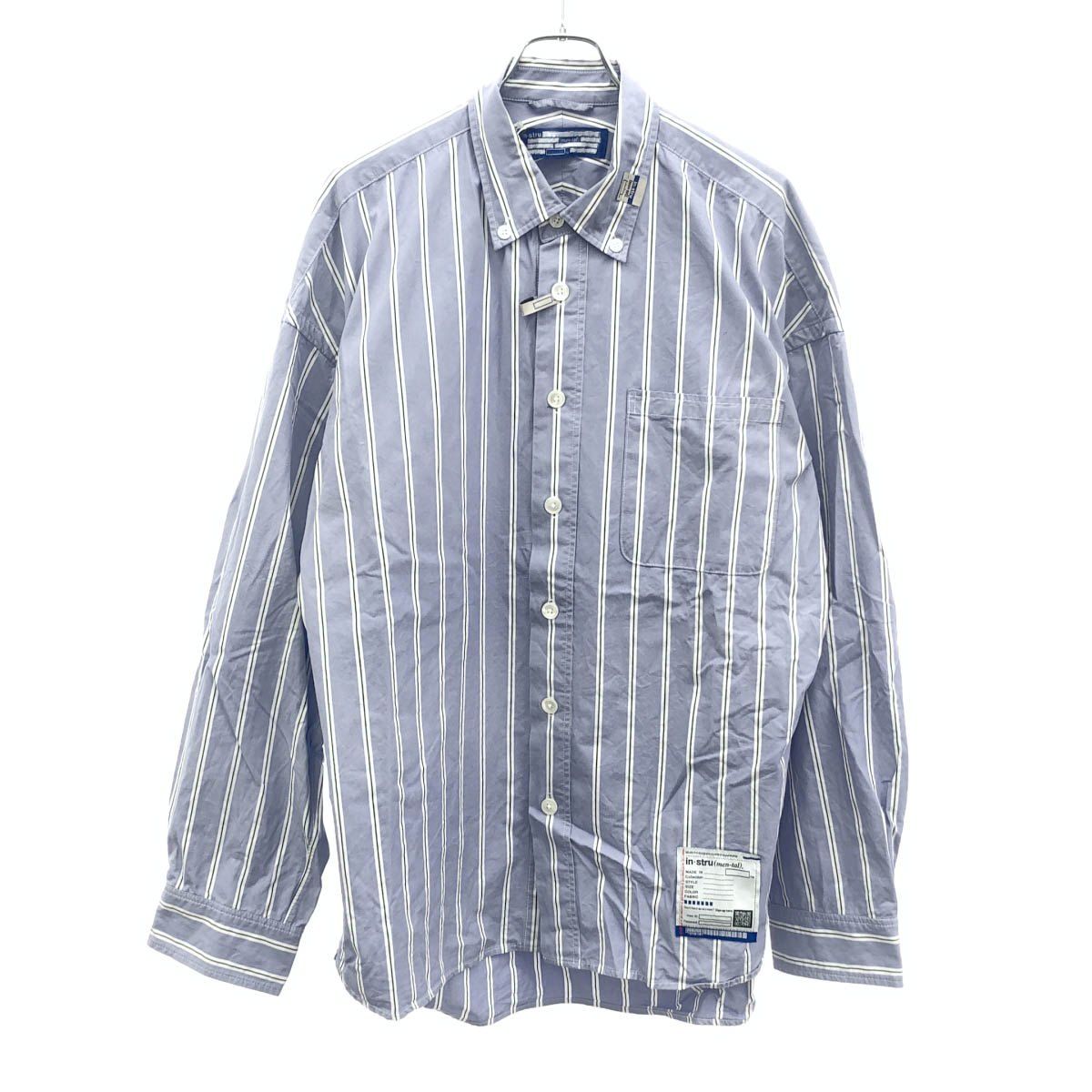 Maison MIHARA YASUHIRO in・stru(men-tal) メゾン ミハラヤスヒロ インストルメンタル COTTON HIGH DENSITY STRIPE LS SHIRTS I16SH111 ブルー 44 Maison MIHARA YASUHIRO in・stru(men-tal) メゾン ミハラヤスヒロ