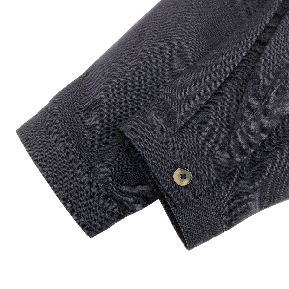 The CLASIK ザ クラシック 22SS MINIMAL COLLARLESS SHIRT  DORMEUILウール ミニマルカラーレスロングスリーブシャツ 22SS-CLSH-017 ネイビー 48 The CLASIK ザ クラシック 22SS MINIMAL COLLARLESS SHIRT DORMEUIL