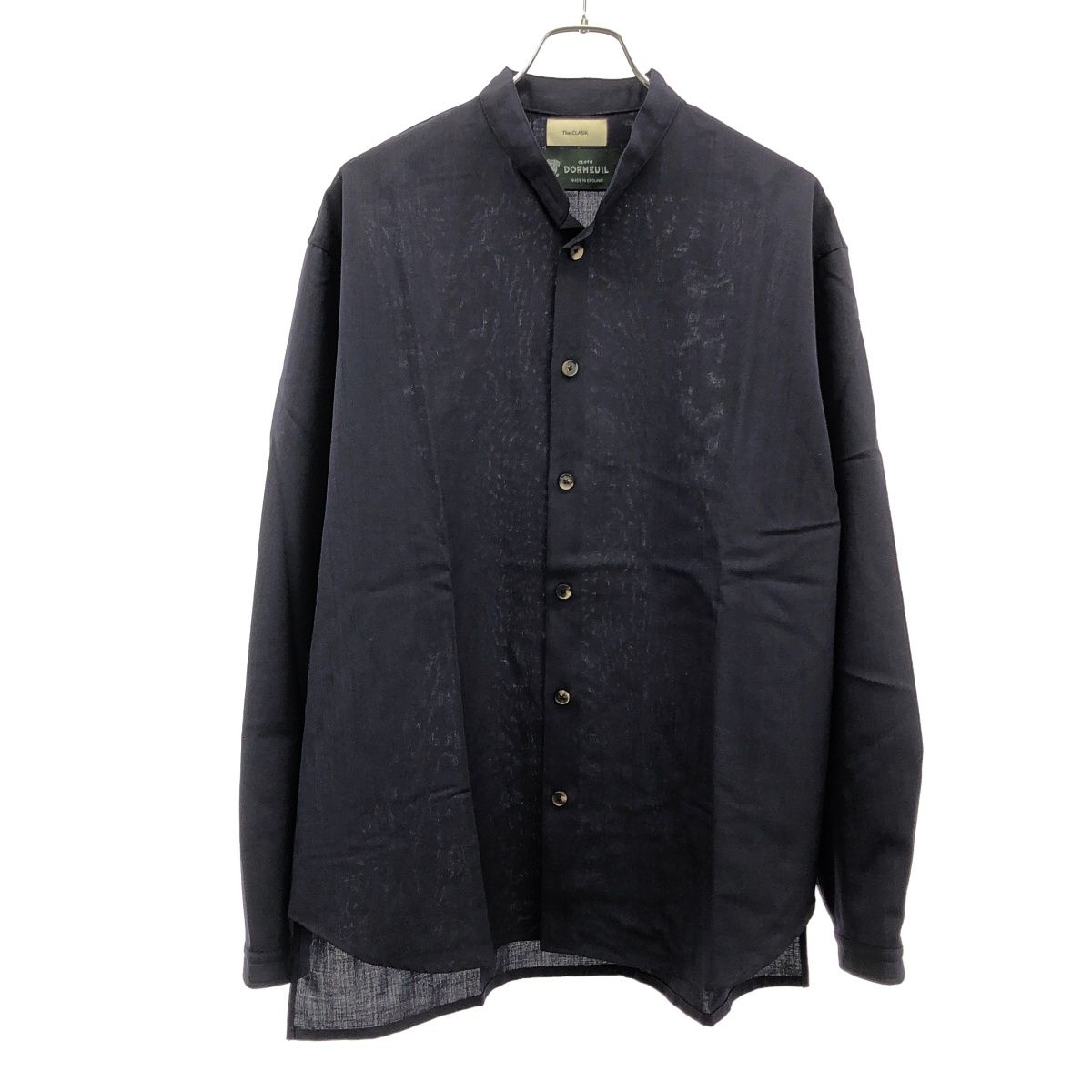 The CLASIK ザ クラシック 22SS MINIMAL COLLARLESS SHIRT  DORMEUILウール ミニマルカラーレスロングスリーブシャツ 22SS-CLSH-017 ネイビー 48 The CLASIK ザ クラシック 22SS MINIMAL COLLARLESS SHIRT DORMEUIL