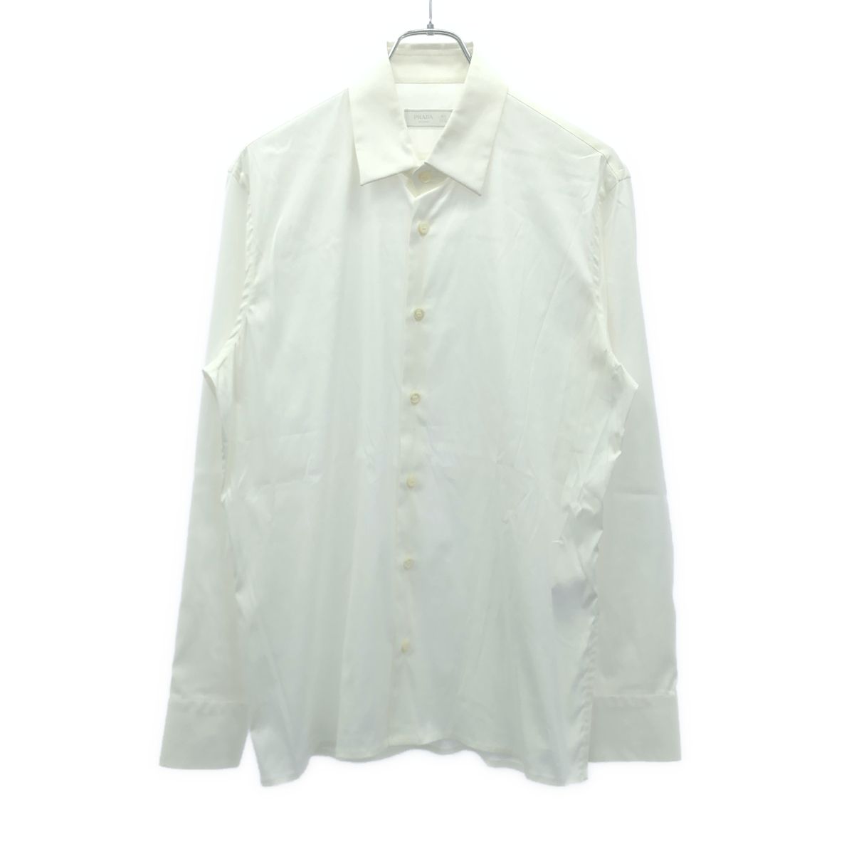 PRADA プラダ ワイドスプレッドカラーストレッチ 長袖シャツ ホワイト UCM608 F62 PRADA プラダ ストレッチロングスリーブシャツ UCM608 ホワイト 40