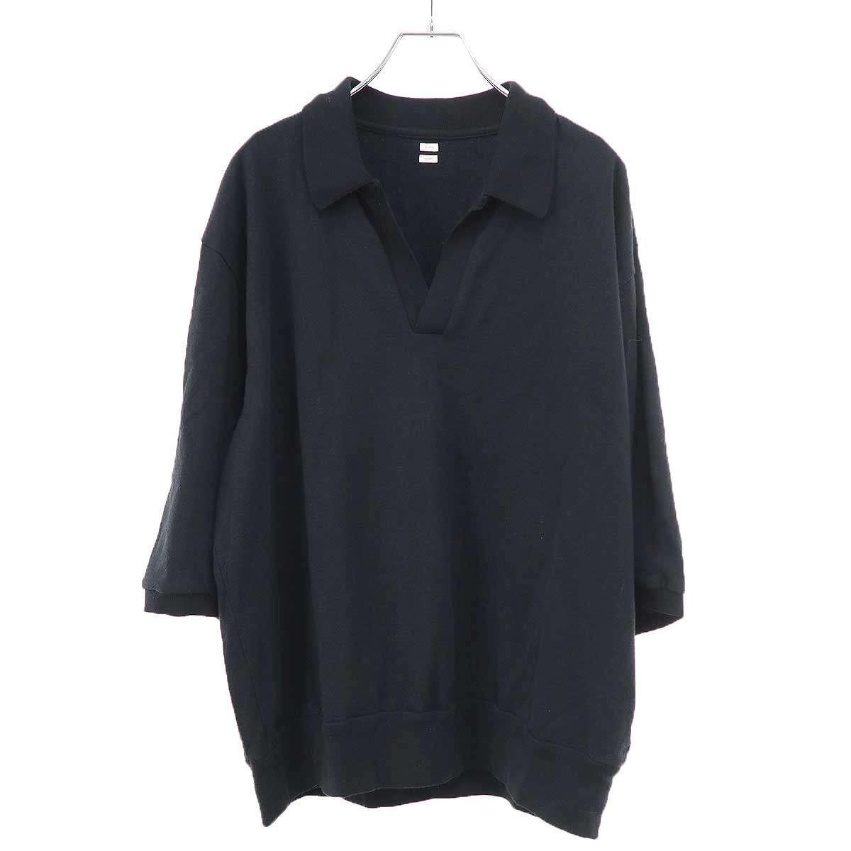 blurhms ブラームス 26SS Co/Silk Nep Skipper Cropped Sleeve コットンシルクネップスキッパー クロップドスリーブ ハーフスリーブプルオーバー BHS26S029 ブラック 2
