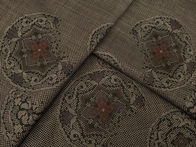平和屋着物●本場大島紬　一元7マルキ　花丸文　正絹　逸品　AABJ6784ck