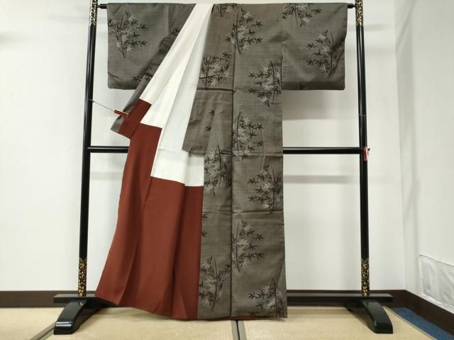 平和屋着物●本場大島紬　7マルキ　草木文　正絹　逸品　CABI2157yc