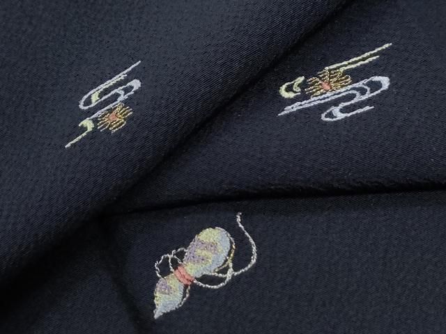 平和屋着物●上質な小紋　総刺繍　瓢箪流水舞花文　金糸　正絹　逸品　CABI2196yc
