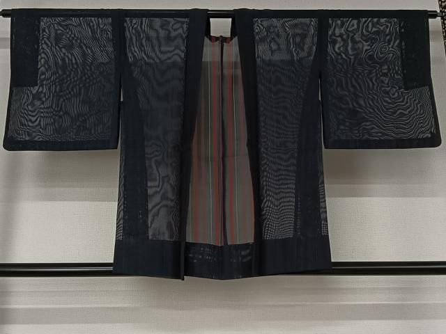 平和屋着物▽羽織　スリーシーズン　春夏秋　塵除け　縞　正絹　逸品　AABJ9706jh
