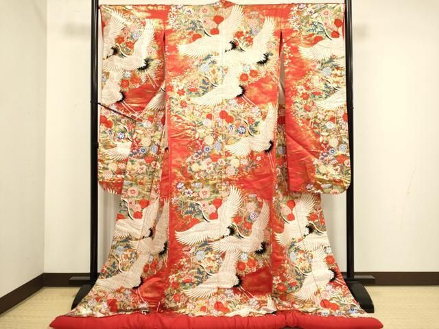 平和屋本店●色打掛　お引きずり　和装　婚礼　結婚式　花嫁　神社挙式　唐織　飛鶴花文　金糸　逸品　DABH4672du