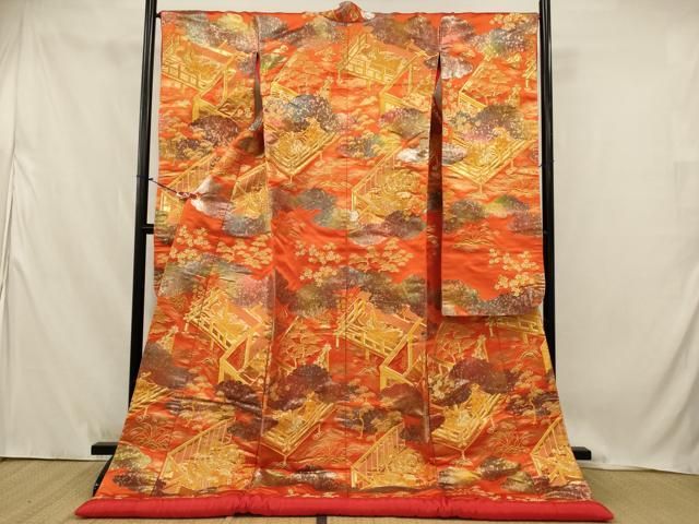 平和屋本店●色打掛　和装　婚礼　結婚式　花嫁　神社挙式　総刺繍　人物風景文　金糸　逸品　AABJ8273ou