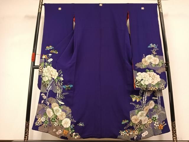 平和屋本店●アンティーク　大正ロマン　振袖　中国三大刺繍　相良刺繍　絞り　花蝶文　金彩　正絹　逸品　AABK1244fy 42,250円