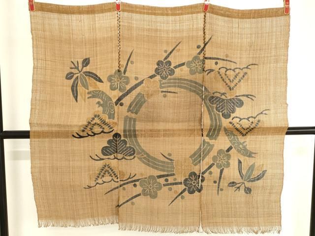 平和屋本店●和装小物　暖簾　のれん　間仕切り　藍　松竹梅　自然布　逸品　AABK4232ay