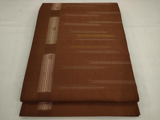 平和屋着物●全通柄袋帯　花織　間道　正絹　逸品　AABK6868pf 33,800円