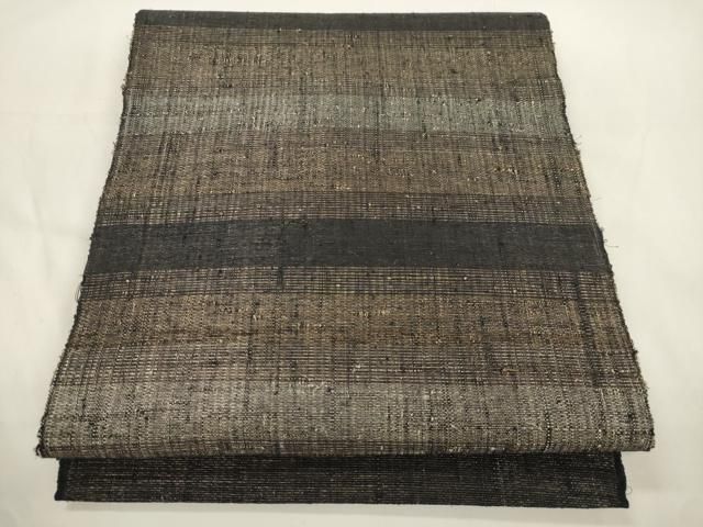 平和屋着物＊夏物　八寸名古屋帯　紬地　横段文　正絹　逸品　CABJ9552dy