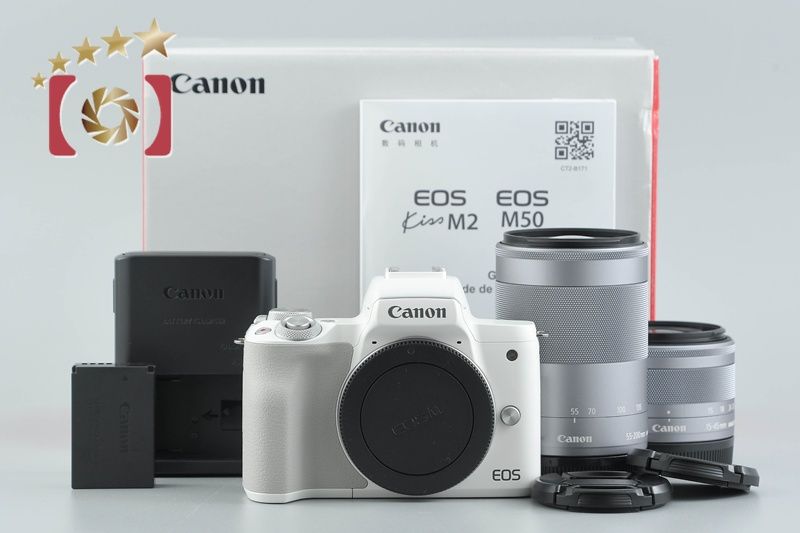 中古】Canon キヤノン EOS Kiss M2 ダブルズームレンズキット ホワイト
