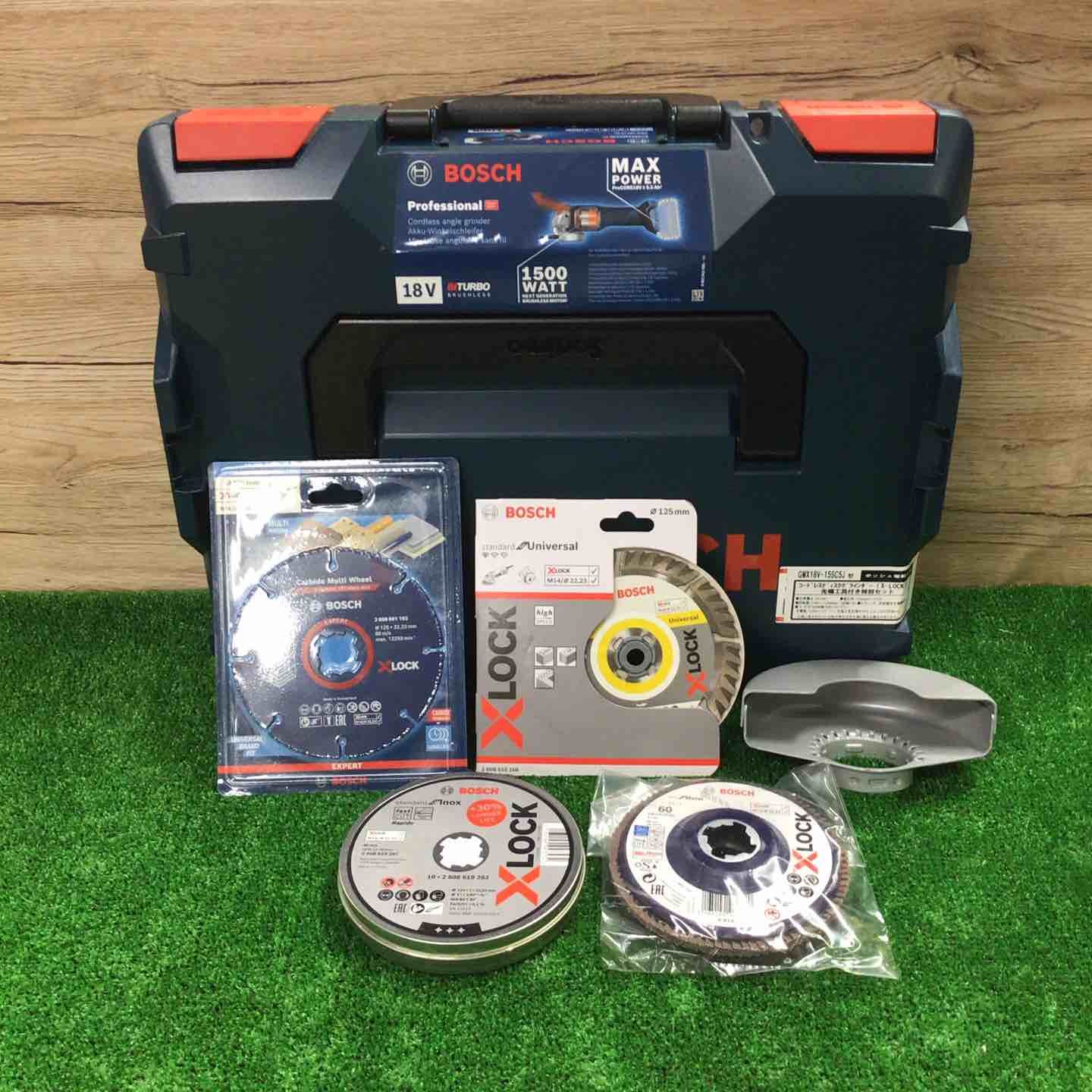 BOSCH X-LOCK コードレスディスクグラインダー GWX18V-15SC5J 先端工具付き特別セット 本体未開封【町田店】