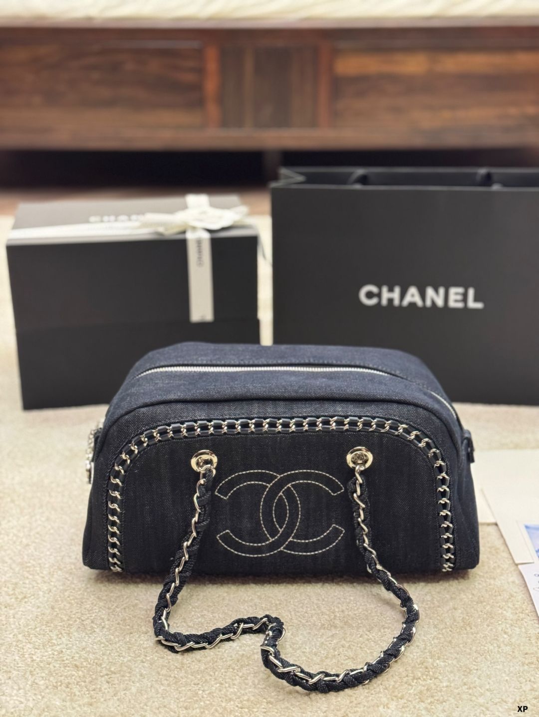 【今日特価】Vintage CHANEL ボウリング シングルショルダーバッグ 25×20cm-WTO輸入1