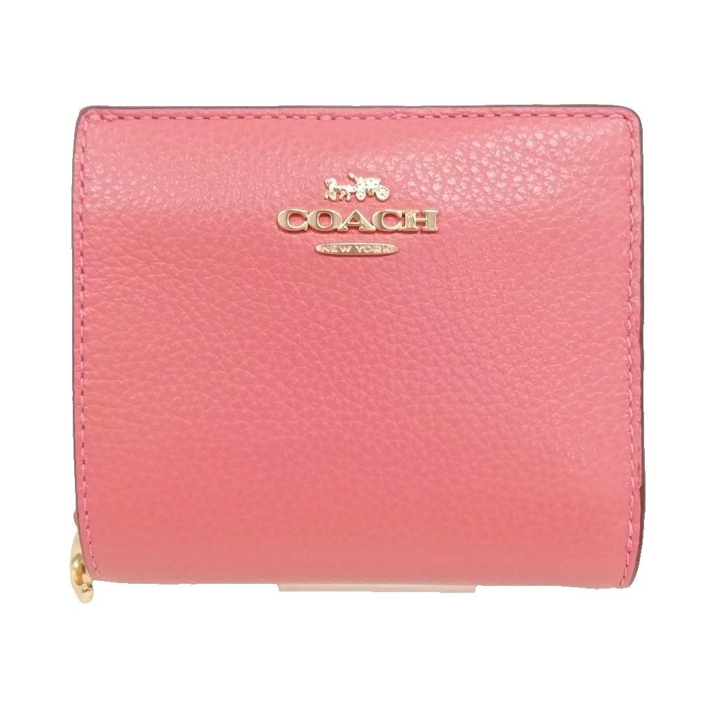 コーチ COACH C2862 PBL LTHR SNAP WLT 財布 スナップウォレット コンパクトウォレット 美品 ピンク