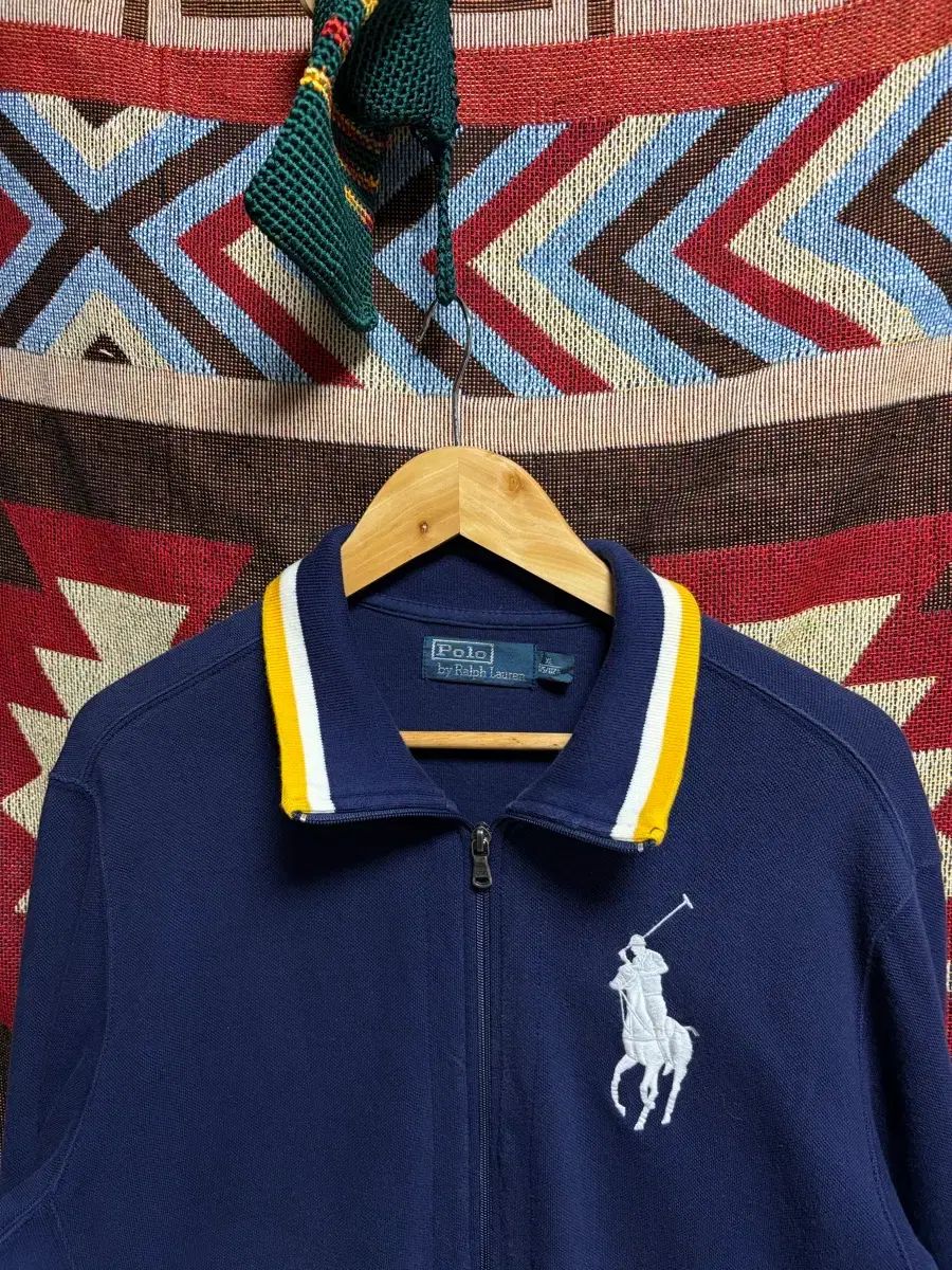 XL) ポロラルフローレン ビックポニー ネイビー ニット ジップアップ チーフキーフ