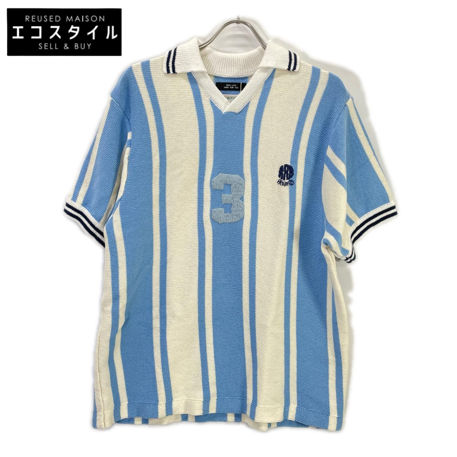 RICE NINE TEN　ライスナインテン　ライトブルー KNITTED SOCCER SHIRT/S/Sニットポロシャツ　2