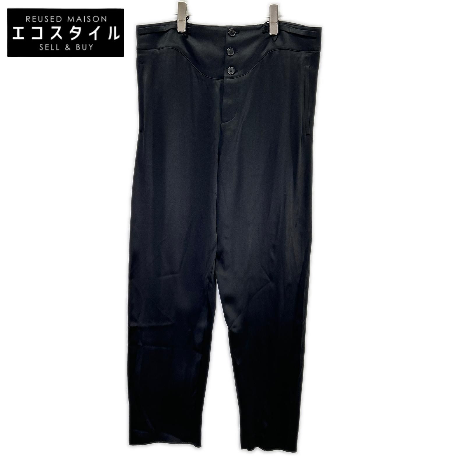 SAINT LAURENT PARIS　サンローランパリ　22年 ブラック 733675 シルク パンツ　48