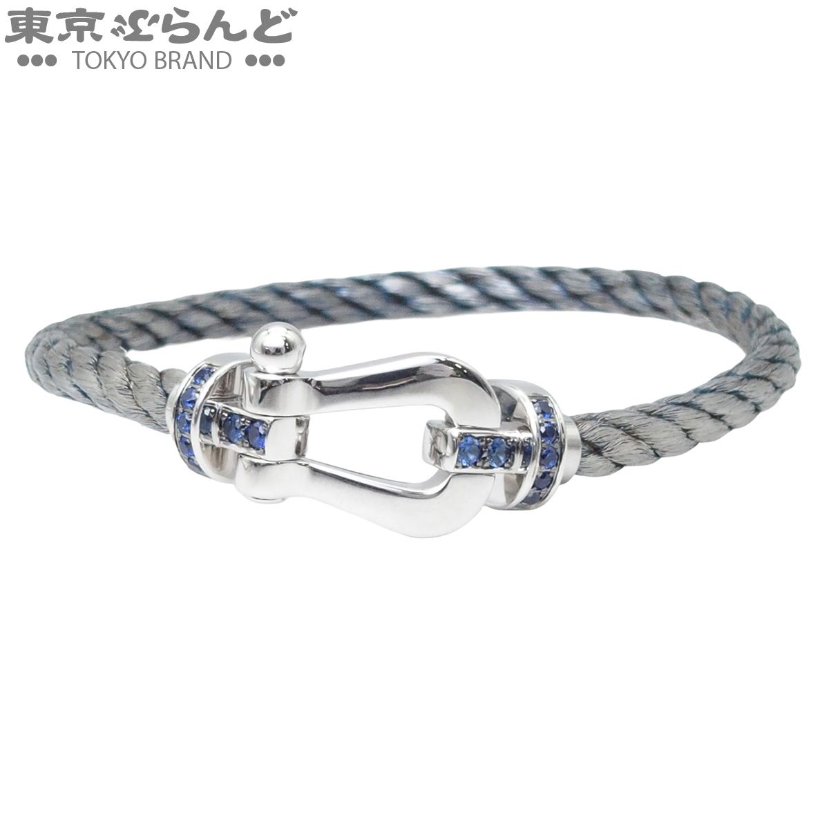 フレッド FRED フォース10 LM ブレスレットホワイトゴールドxシルバー K18WG サファイア #17 ユニセックス 仕上済 101881861