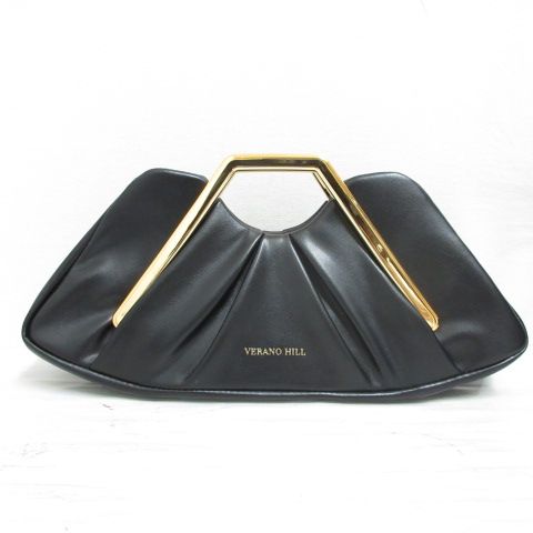 ヴェラノヒル VERANO HILL Bella クラシック ハンド バッグ レザー メタルハンドル ブラック 黒 ゴールド金具 7,326円