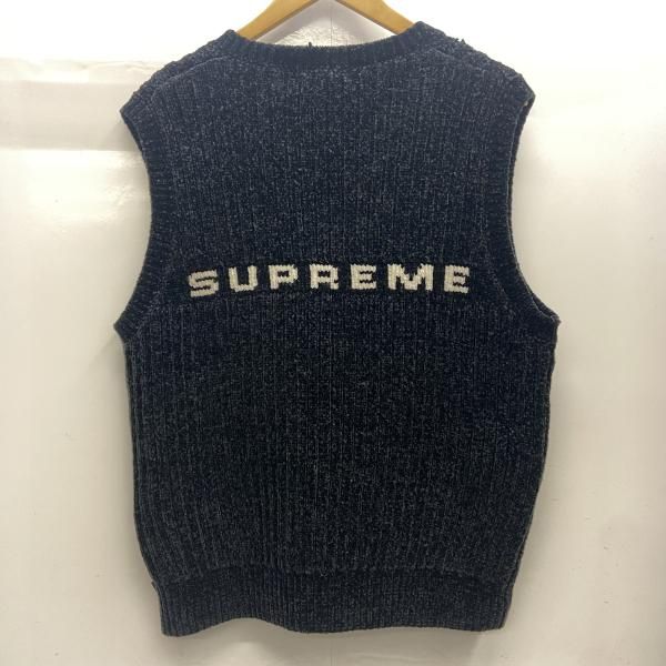 中古】Supreme Chenille Sweater Vest M ブラック △ひきつれ有