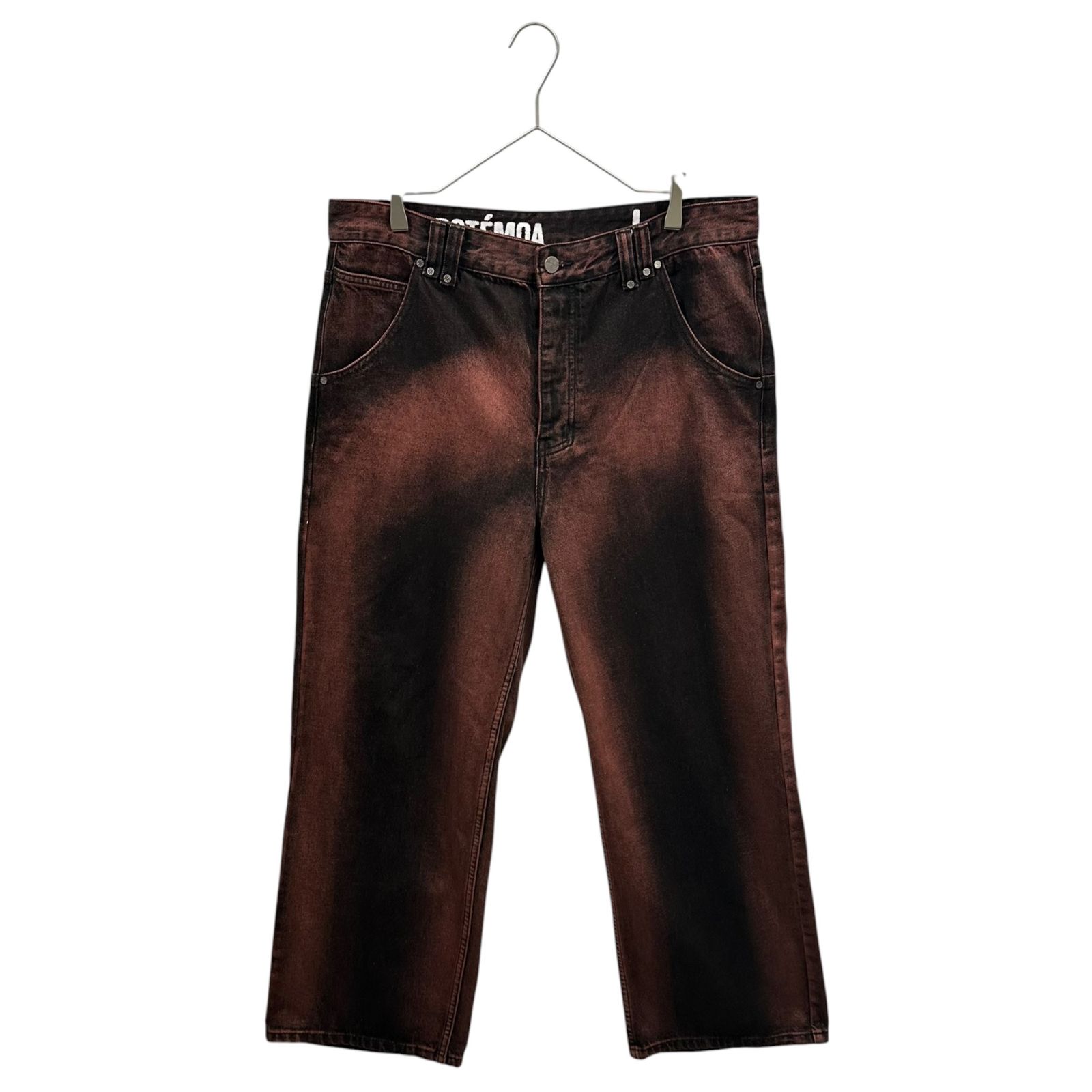 PROTEMOA(プロテモア) Wide denim pants ワイド デニム パンツ L レッド×ブラック 6,873円