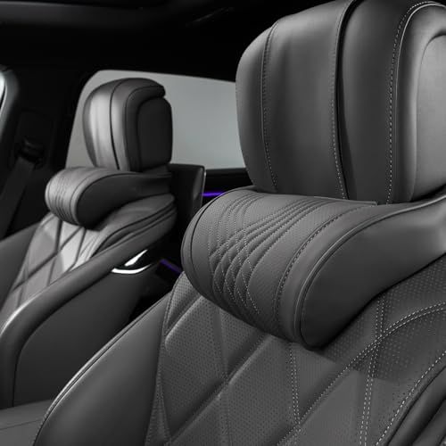 車ネックパッド メモリーフォーム材｜調整可能ストラップ付き｜ユニバーサルカーシートヘッドサポート｜ドライブ用,ブラック 2 個t