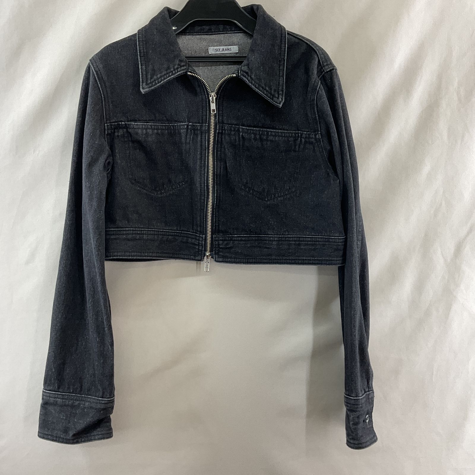 SLY／スライ FRONT ZIP DENIM 黒系 ブラック サイズF【YS0012-005