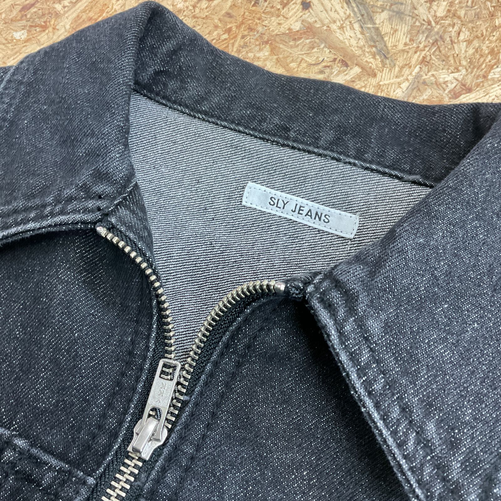 SLY／スライ FRONT ZIP DENIM 黒系 ブラック サイズF【YS0012-005