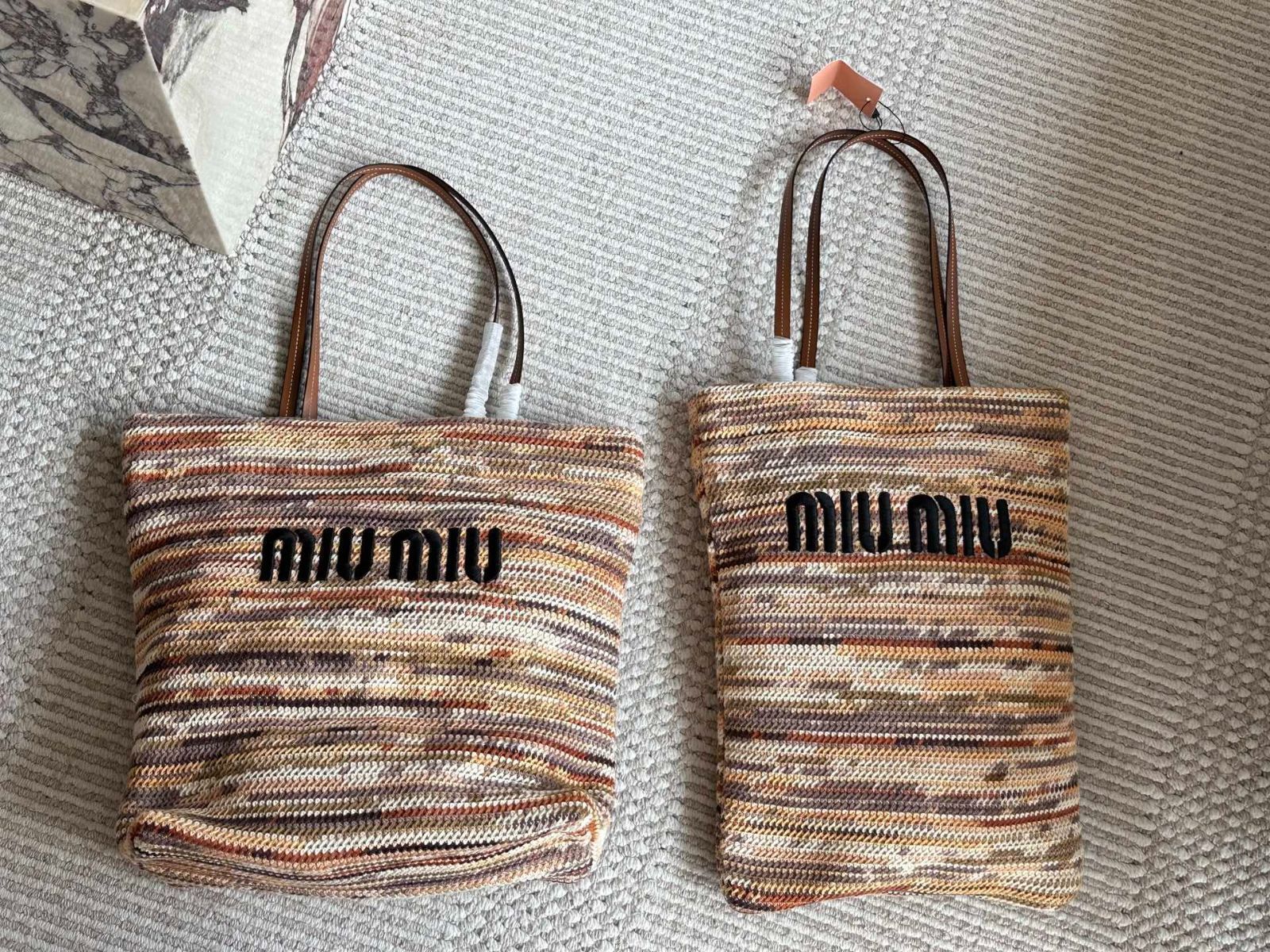【今日特価】MIU MIU サマーライミテッド ラフィアビーチバッグ(S/M サイズ)