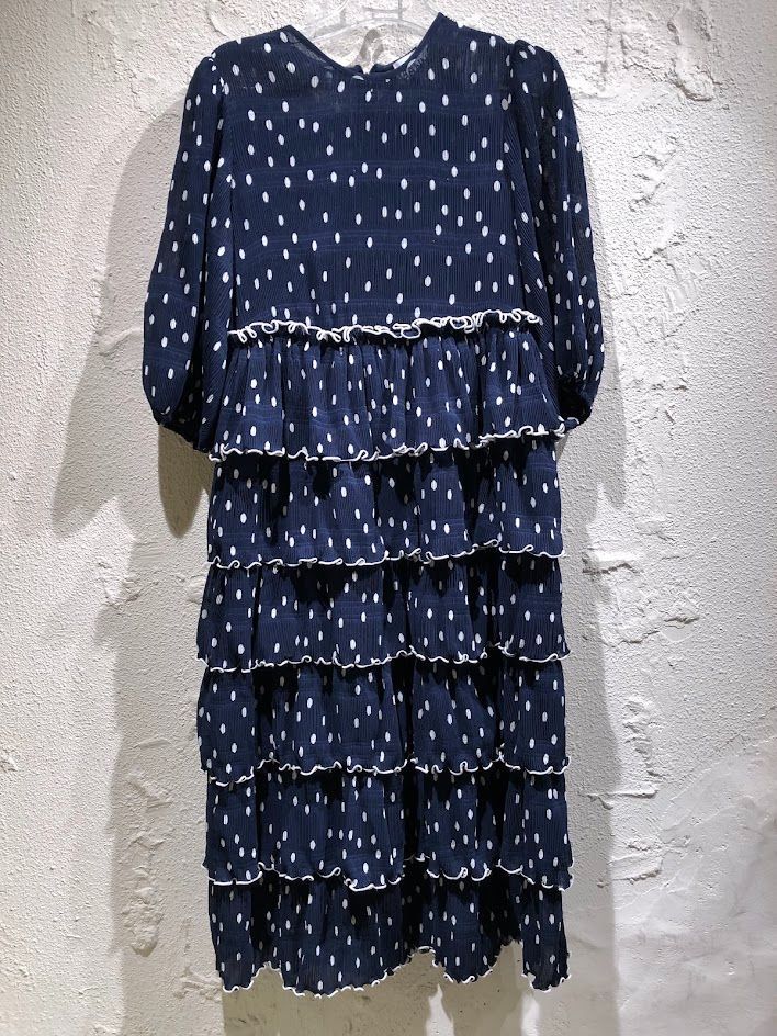 GANNI ポルカドットプリーツワンピース