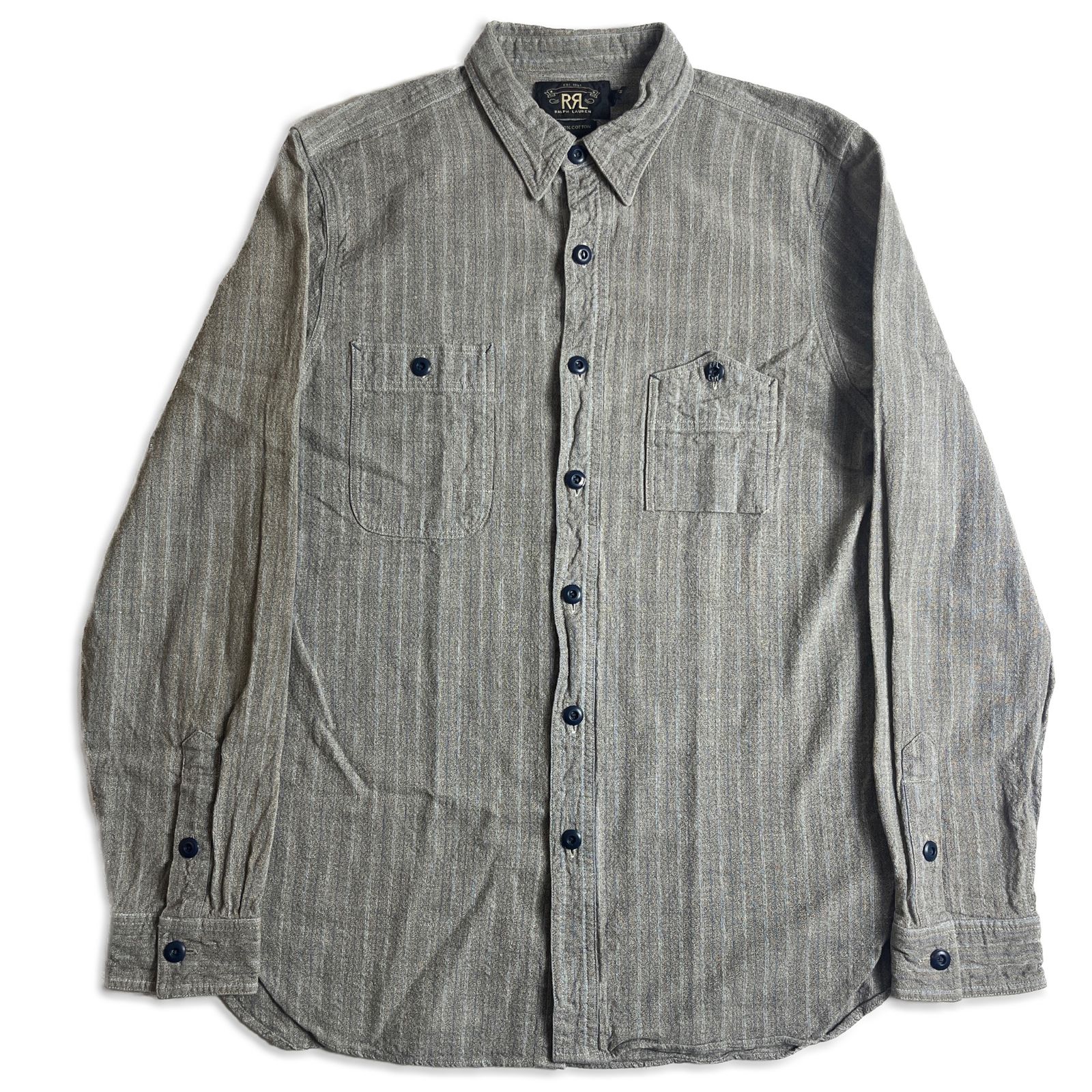 RRL STRIPE GRAY CHAMBRAY SHIRT ストライプ ワーク シャンブレーシャツ ダブルアールエル 2000000026381