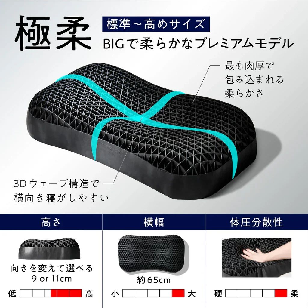 未使用 ヒツジのいらない枕 極柔 ブラックレーベル HTG-002 ブラック