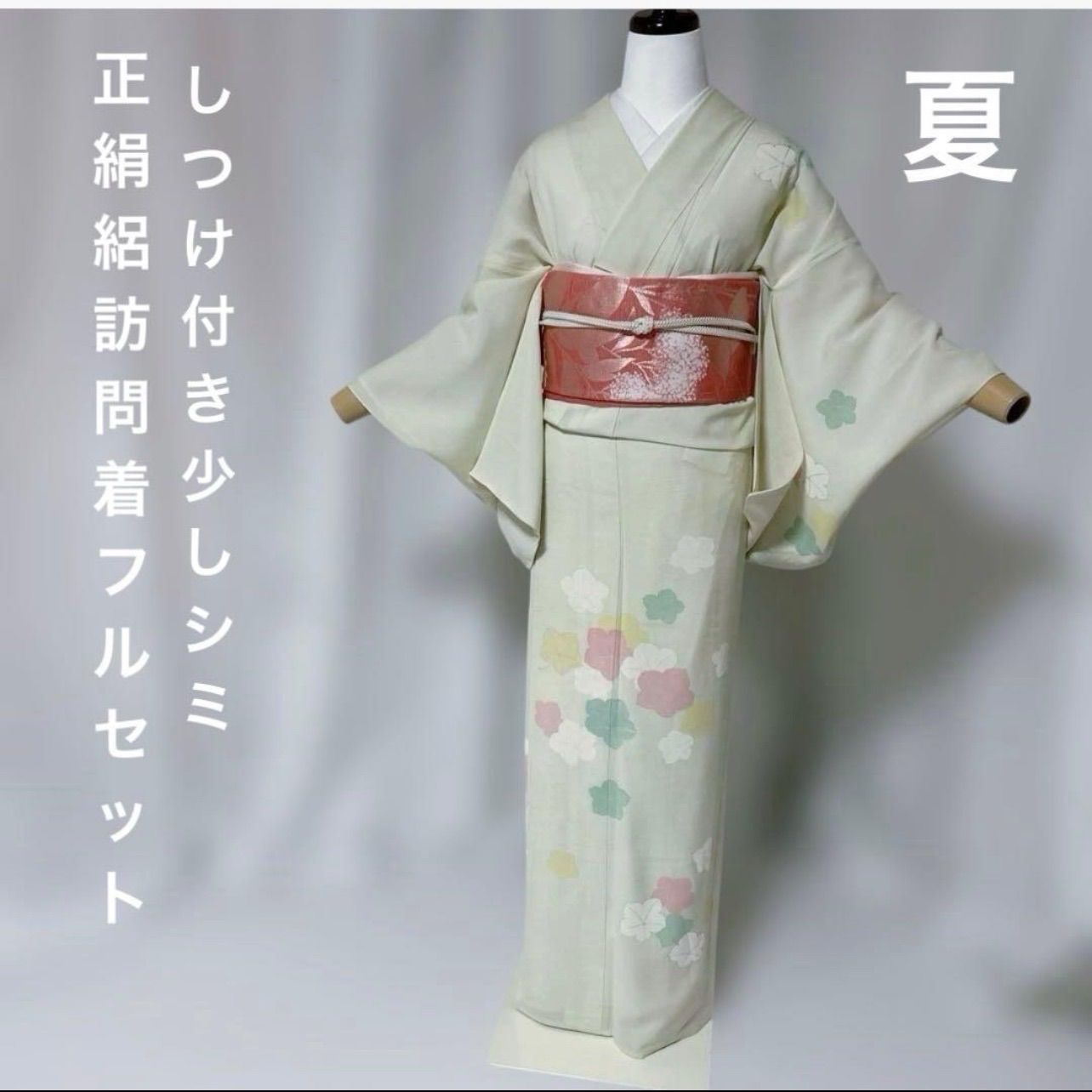 夏着物 絽 訪問着 フルセット 薄いシミ少しあり 美品夏帯 四季対応小物