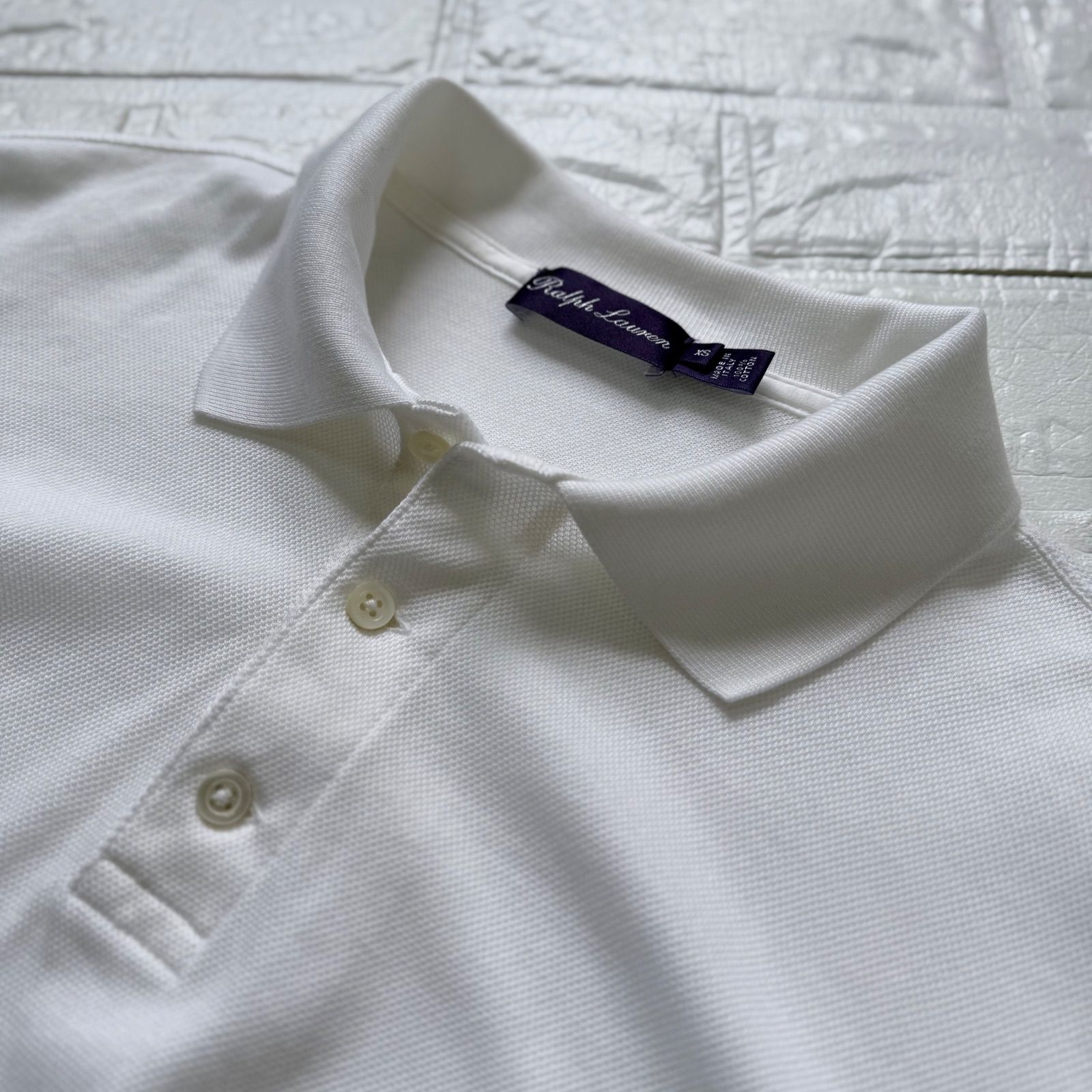 Ralph Lauren Purple Label コットンピケ 半袖ポロシャツ ホワイト