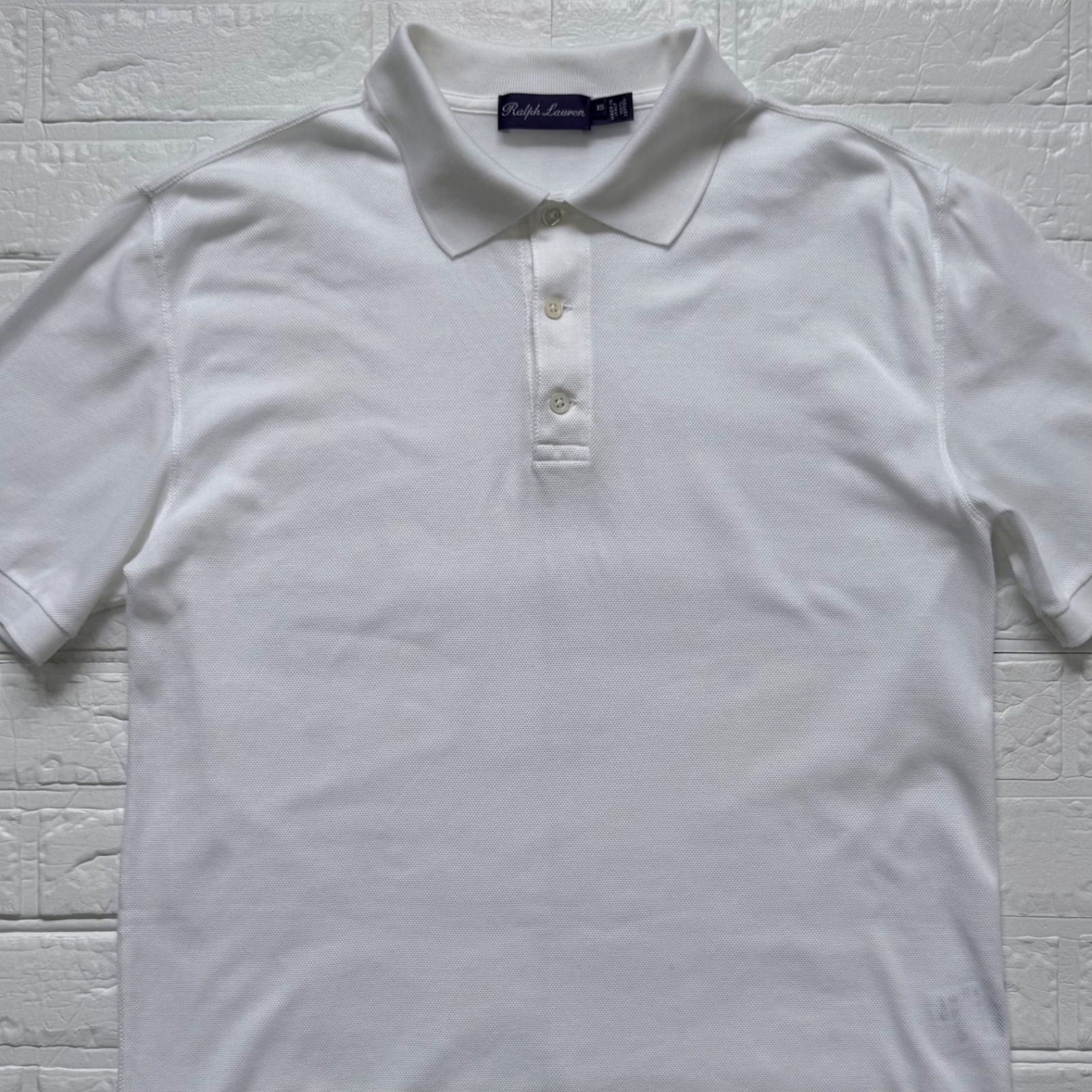 Ralph Lauren Purple Label コットンピケ 半袖ポロシャツ ホワイト