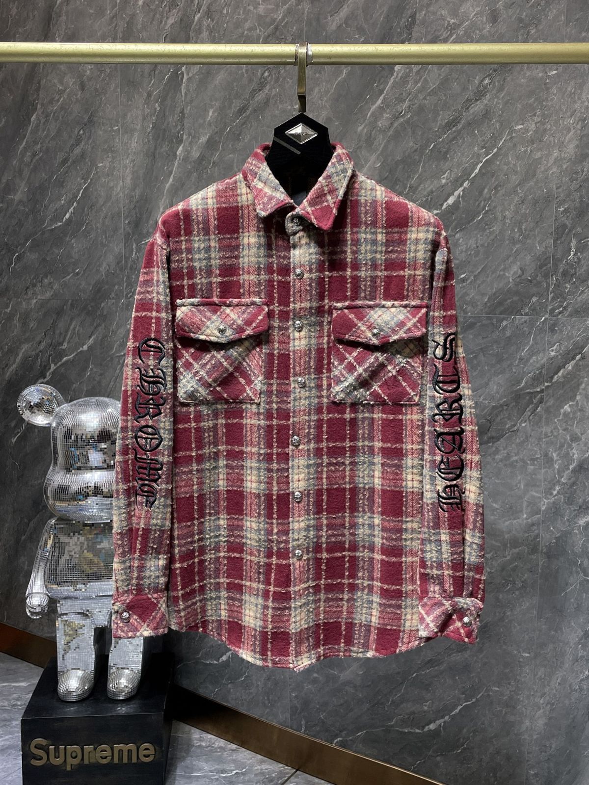 【本日限定特価】Chrome Hearts メンズ シャツ フルクロス 刺繍 レトロレッド/レトロブルー S-XL [本日特価|新品未使用品]