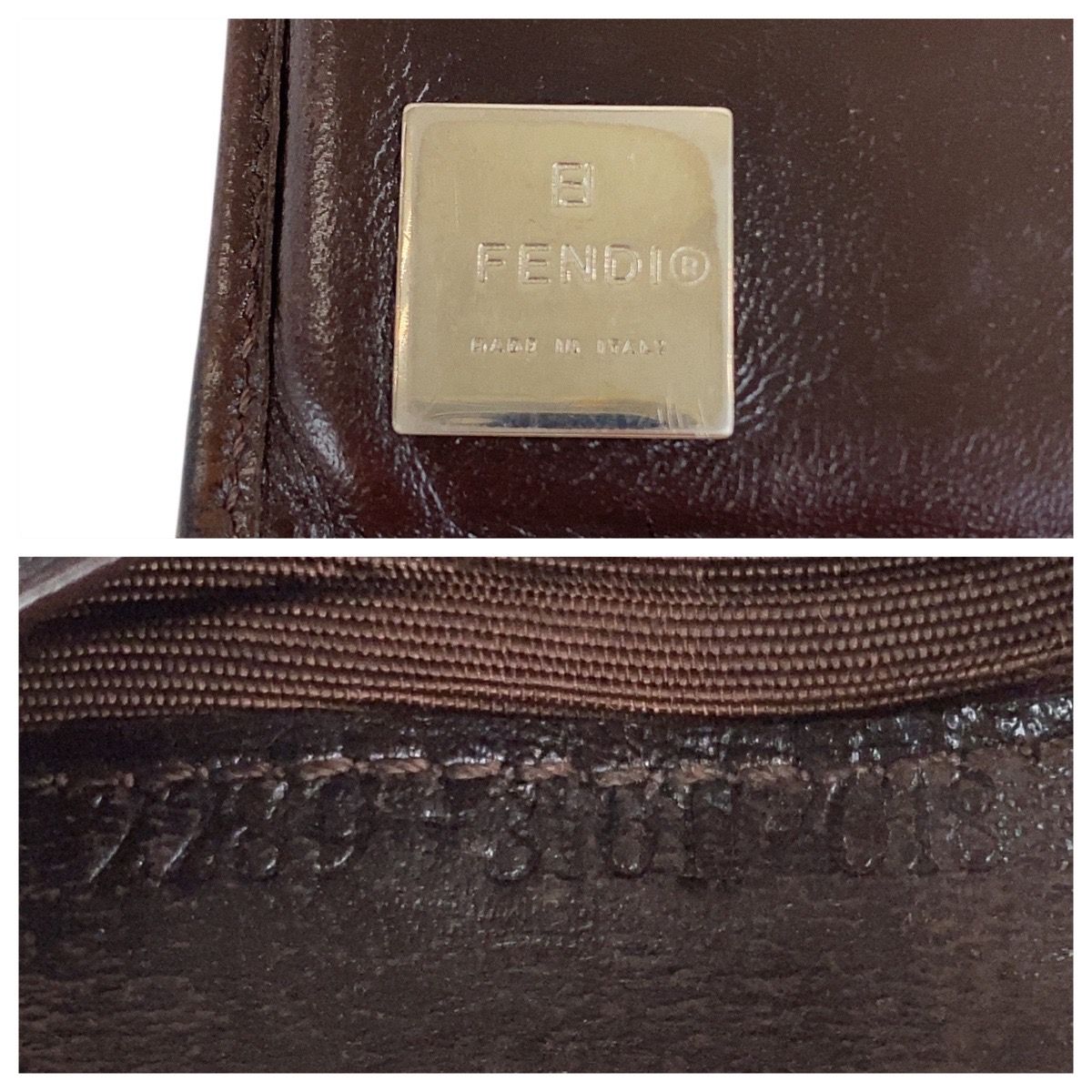FENDI フェンディ ヴィンテージ ズッカ ブラウン シルバー金具 レザー