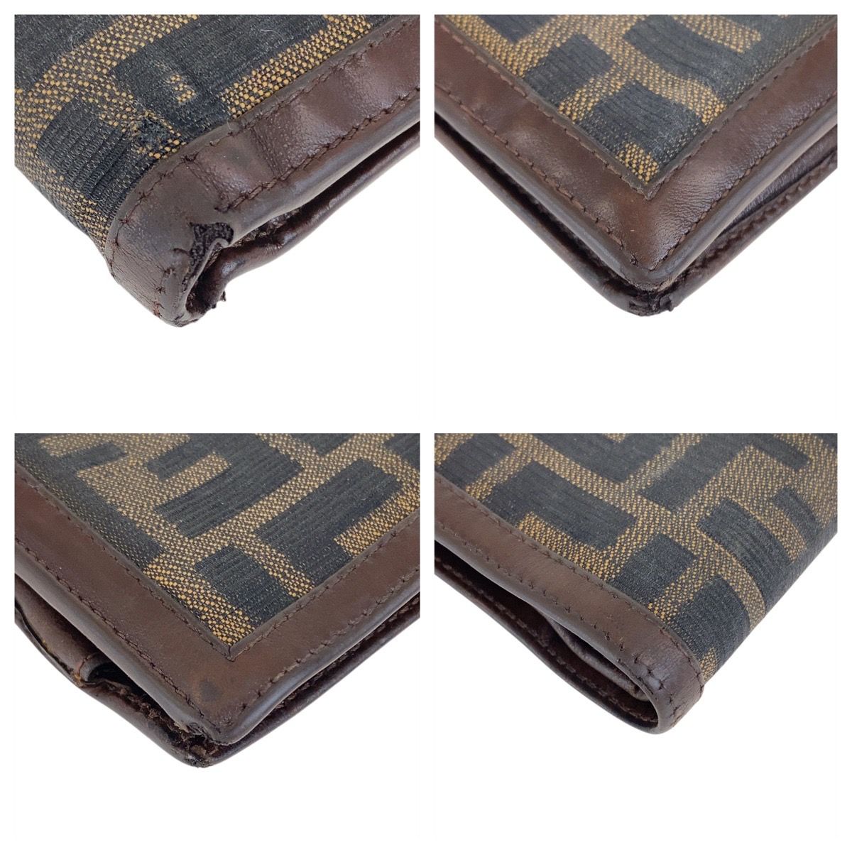 FENDI フェンディ ヴィンテージ ズッカ ブラウン シルバー金具 レザー
