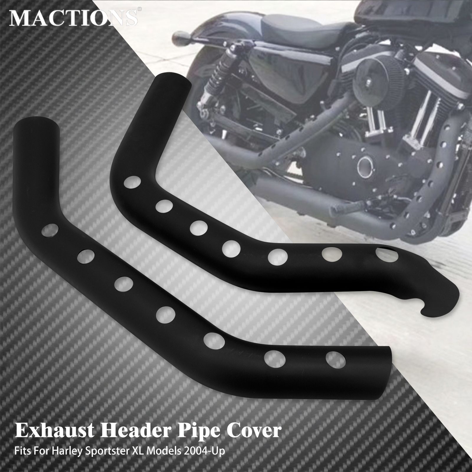ハーレースポーツスター用エキゾーストパイプカバー 04-23 マットブラック 2個セット