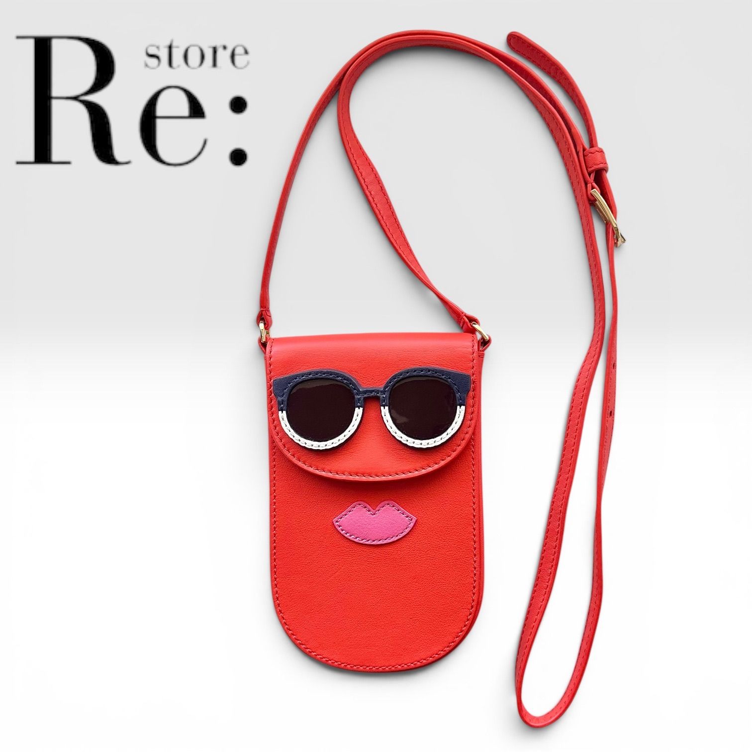 【極美品・ほぼ未使用】トリーバーチ スマホショルダー フェイスモチーフ Tory Burch Face Motif Sunglasses Phone Crossbody Bag