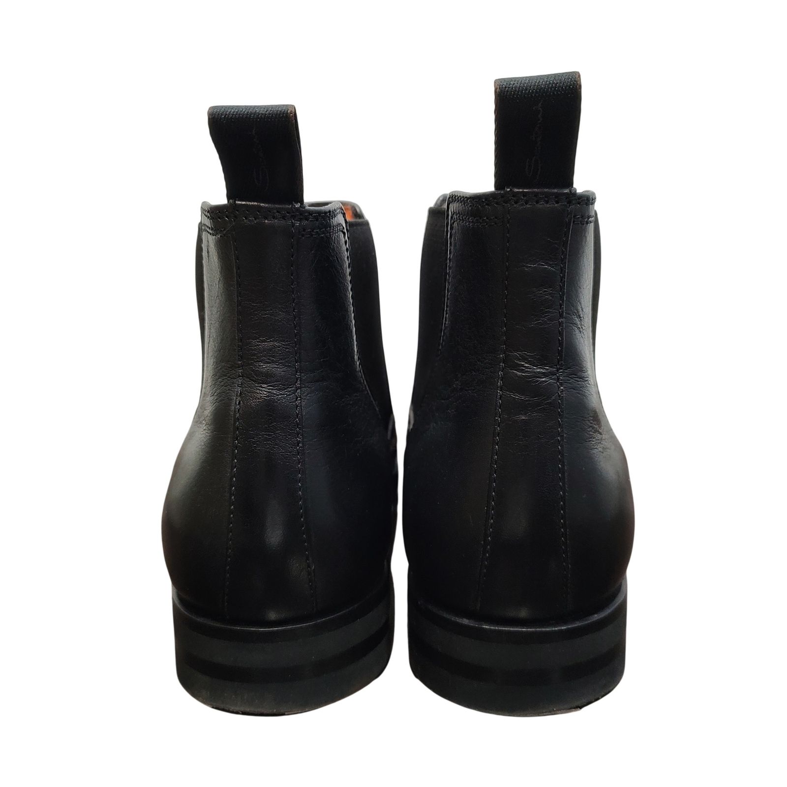 Santoni レザー チェルシーブーツ サイドゴア ブラック ７ 箱、袋付き SANTONI サントーニ Chelsea boots Side-gore boots チェルシーブーツ