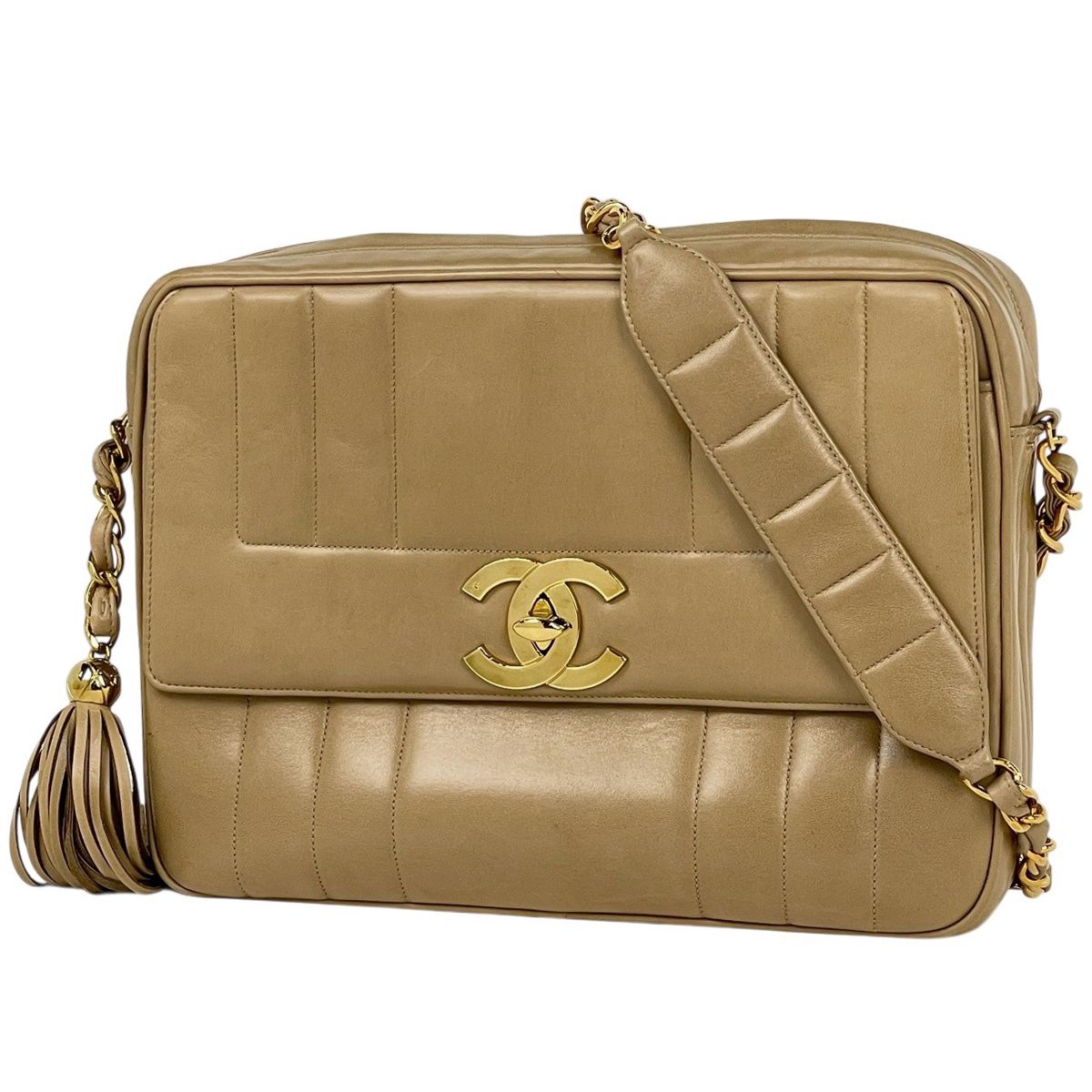 シャネル CHANEL ショルダーバッグ ココマーク マドモアゼル レザー ベージュ レディース 【中古】