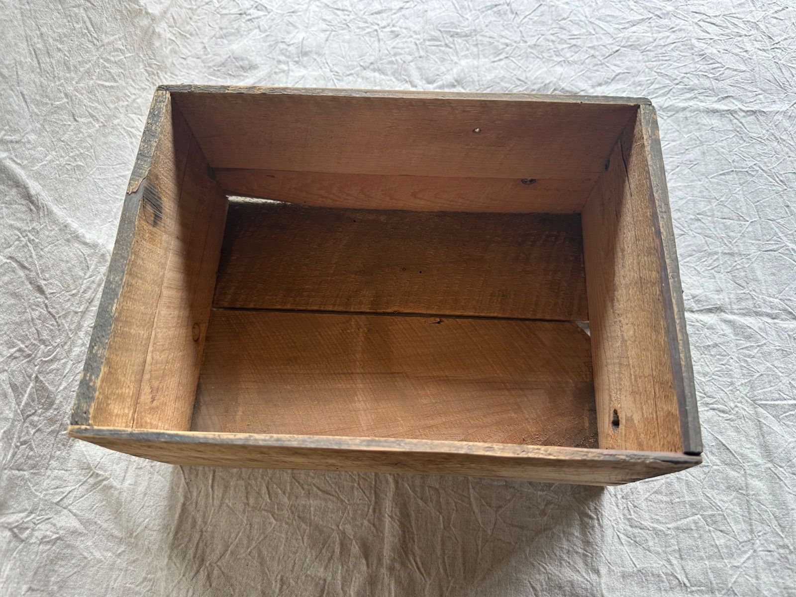 昭和レトロ 木箱 オレンジ 空箱 木製収納箱 ディスプレイ 古道具