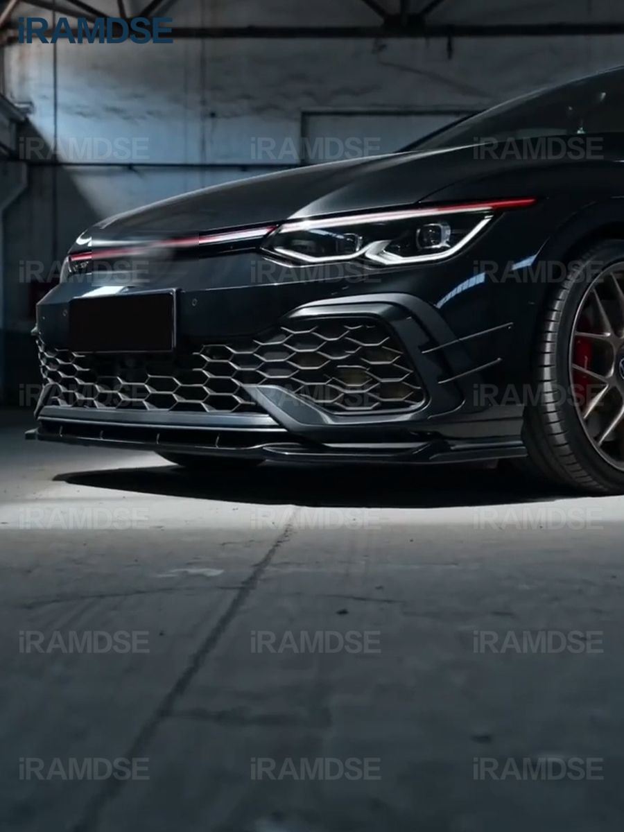 フォルクスワーゲン ゴルフ MK8 Rline/Gti 用 フロントバンパーリップスプリッター