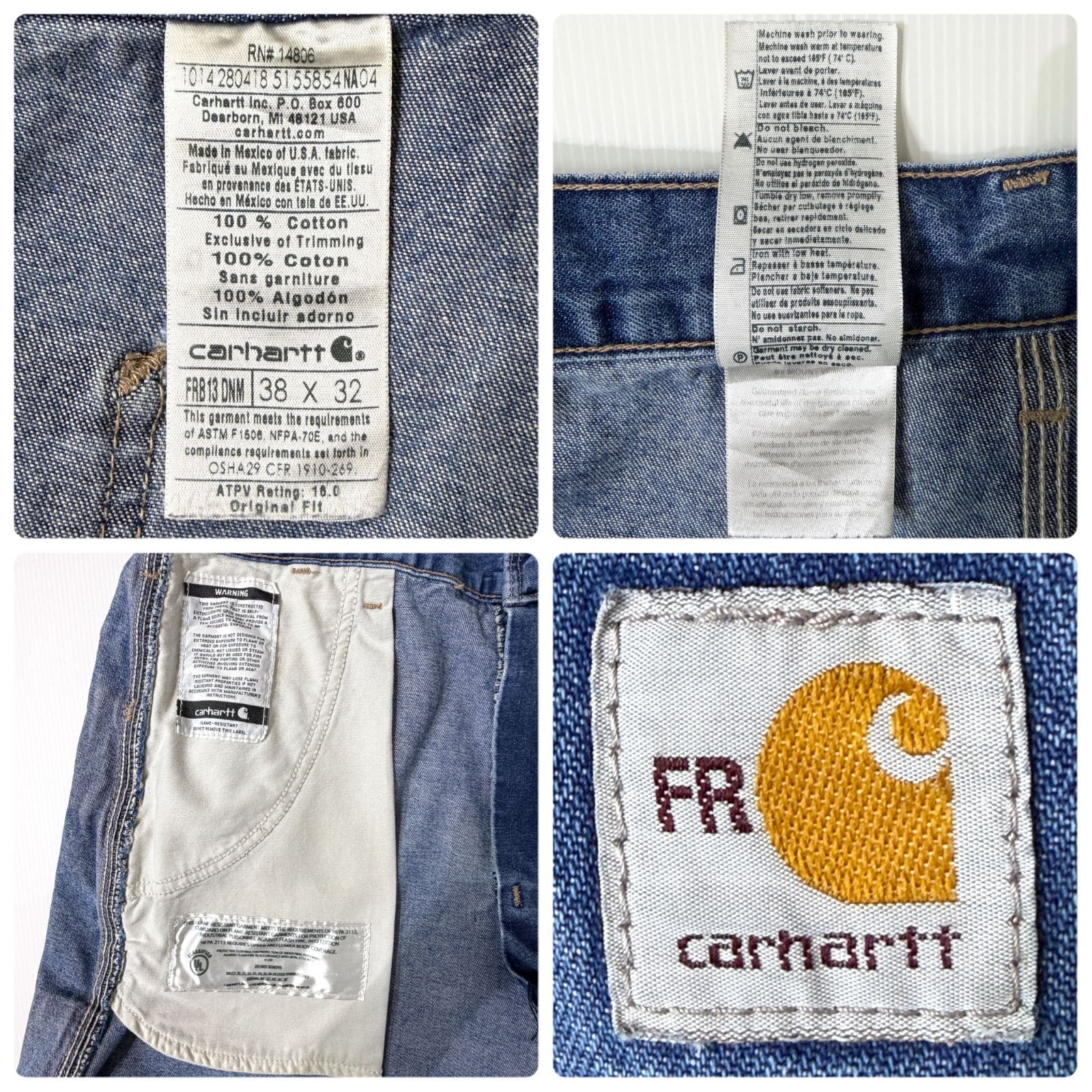 US企画 極太 Carhartt FRB13 DNM カーハート シングルニー FR デニム 