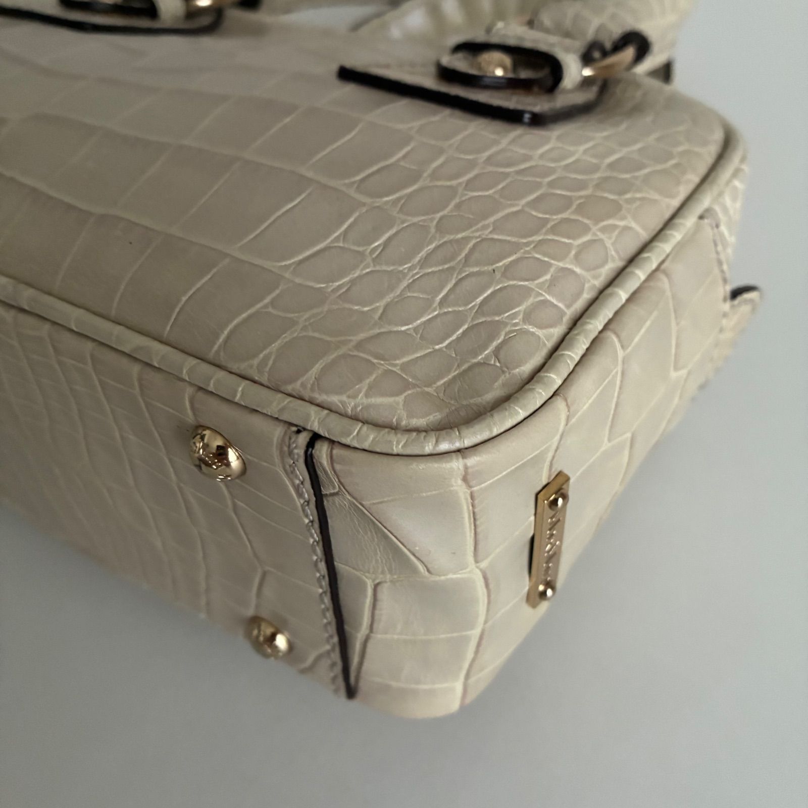 MaxMara マックスマーラ ハンドバッグ ホワイト系 アイボリー クロコ型